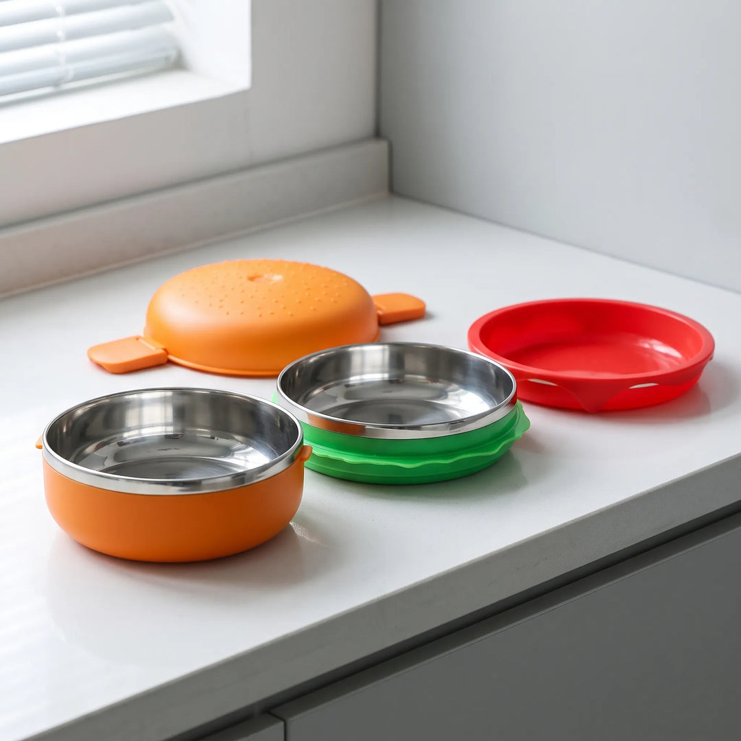 Tiered Novelty Hamburger Shaped Lunch Container - Zestbin