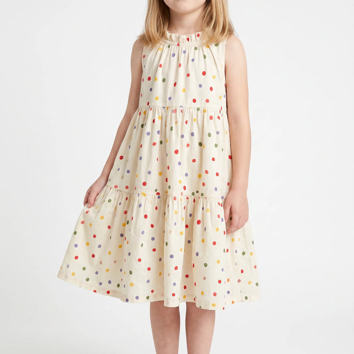 Tiered Polka Dot Sleeveless Dress - Dotella