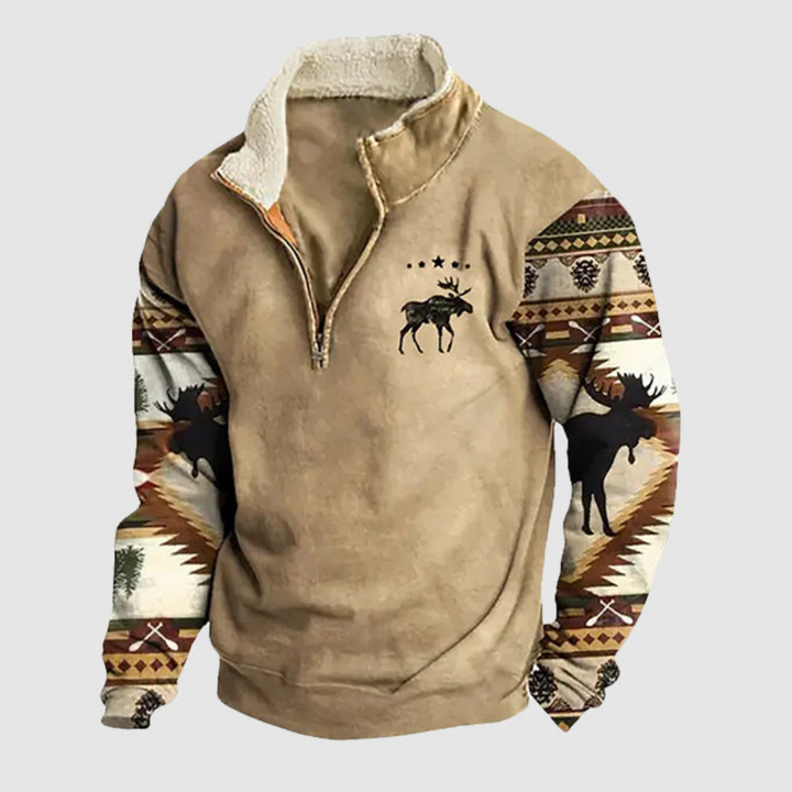 Vintage Fleece-Winterpullover mit Reißverschluss für Herren - Felix