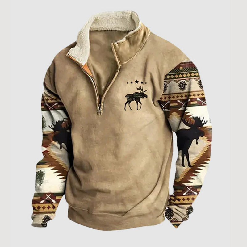 Vintage Fleece-Winterpullover mit Reißverschluss für Herren - Felix