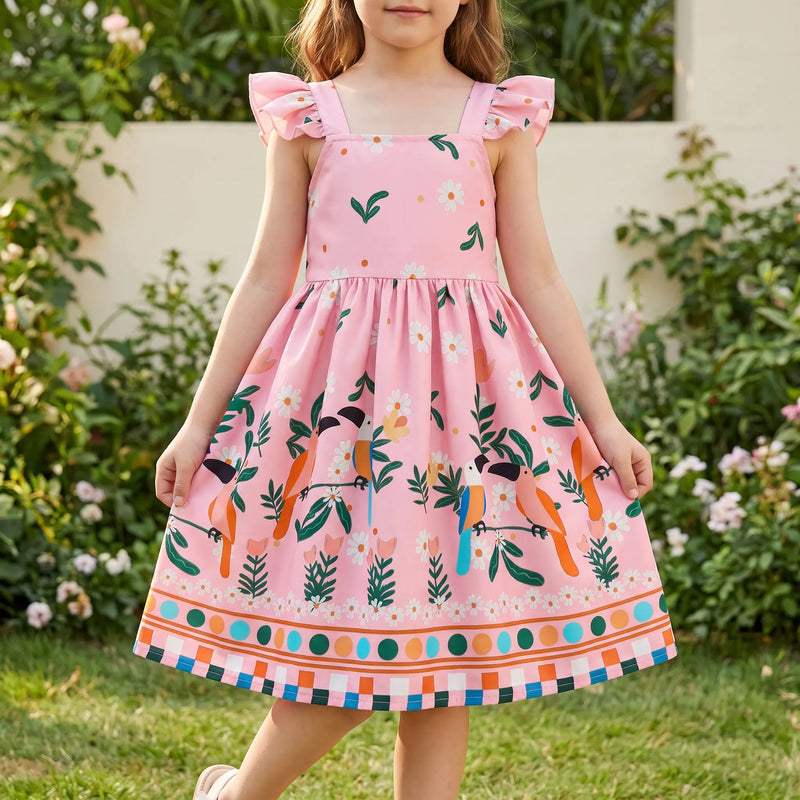 Tropical Print Girls Summer Dress - Tropela