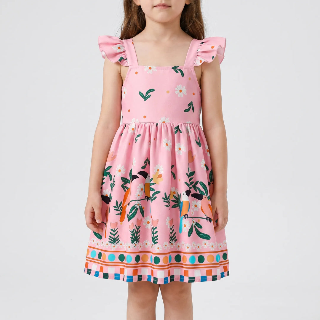 Tropical Print Girls Summer Dress - Tropela