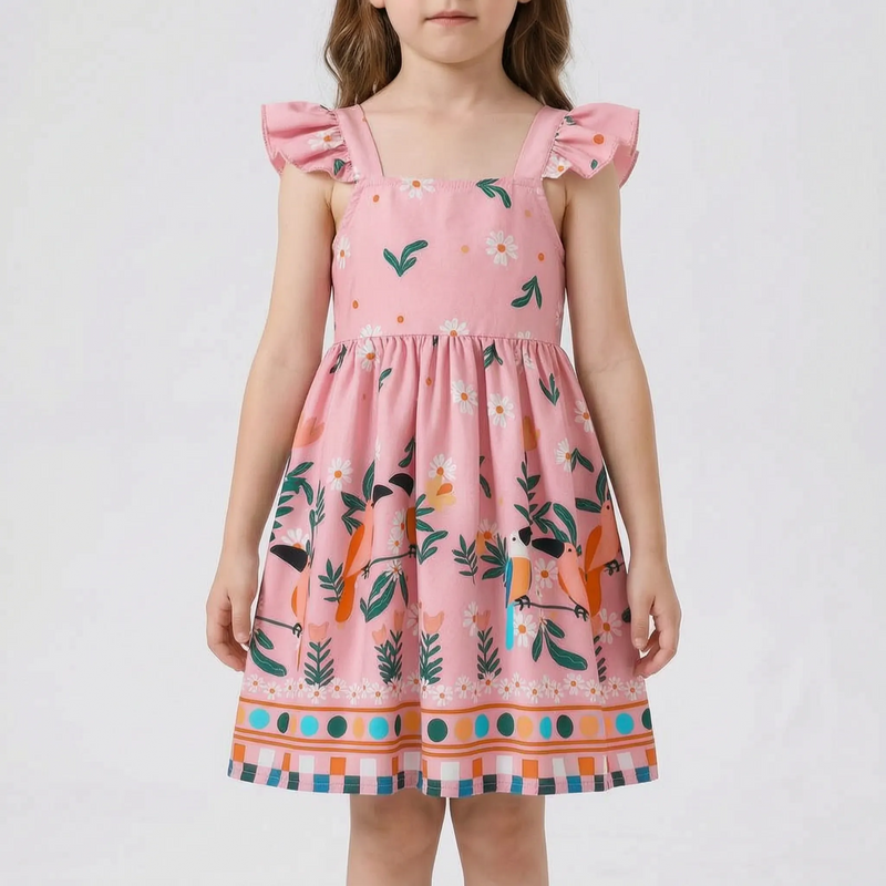 Tropical Print Girls Summer Dress - Tropela