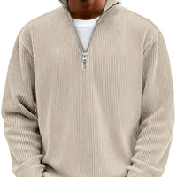 Men's Sweater | Ribbed Half-Zip Long Sleeve Pullover 7