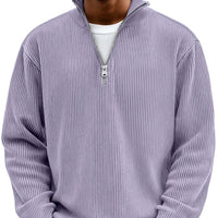 Men's Sweater | Ribbed Half-Zip Long Sleeve Pullover 13