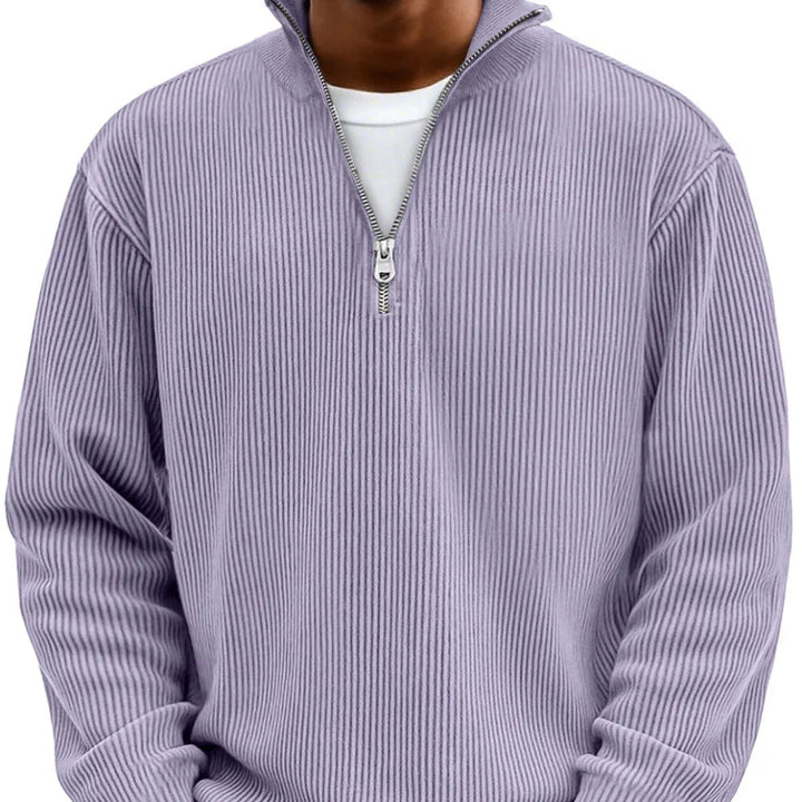 Men's Sweater | Ribbed Half-Zip Long Sleeve Pullover 13