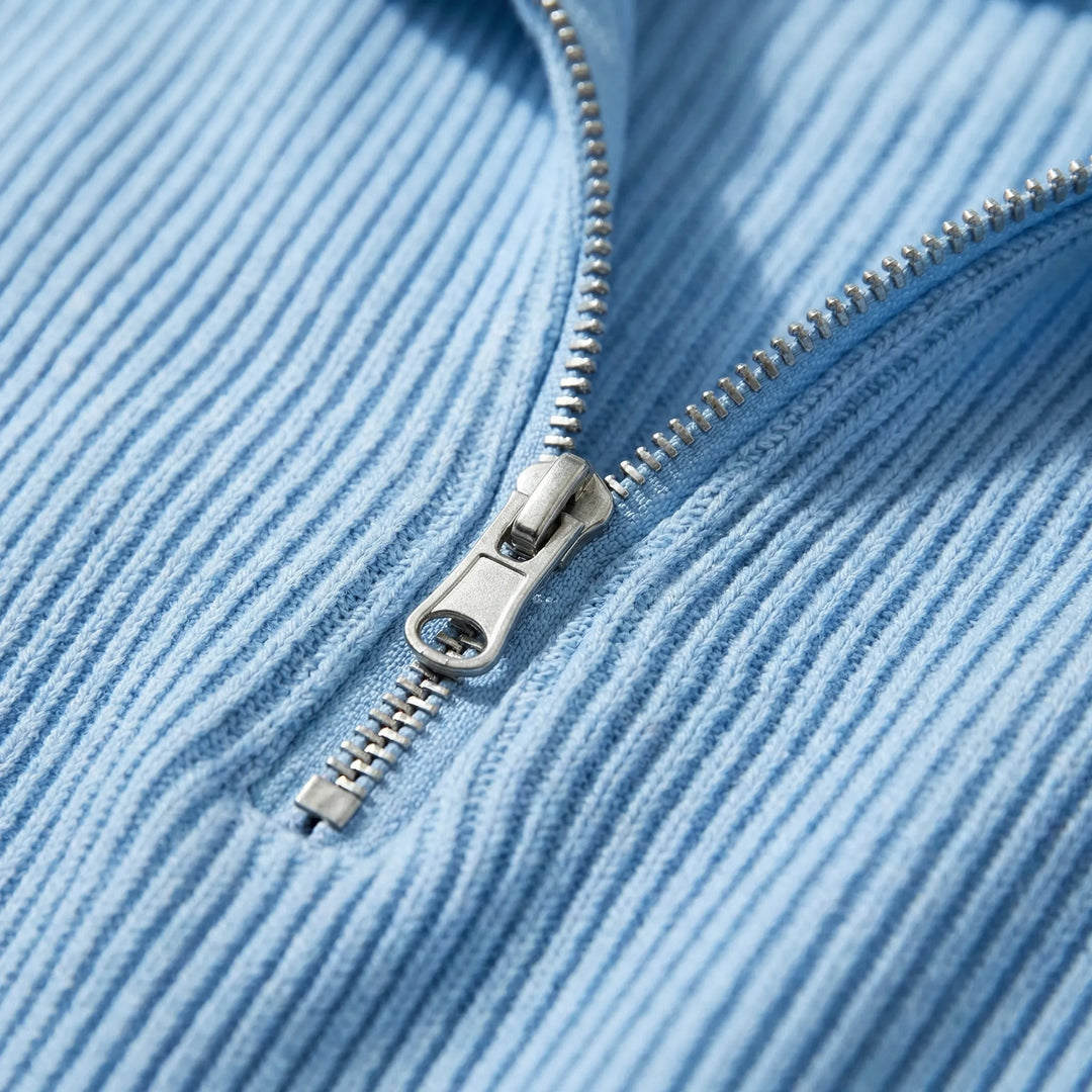 Men's Sweater | Ribbed Half-Zip Long Sleeve Pullover 4