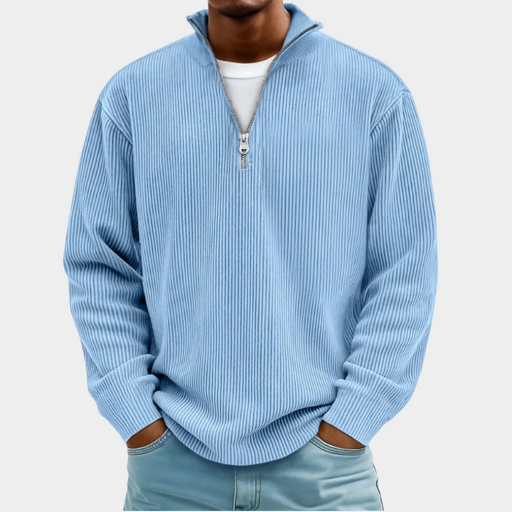 Men's Sweater | Ribbed Half-Zip Long Sleeve Pullover 5