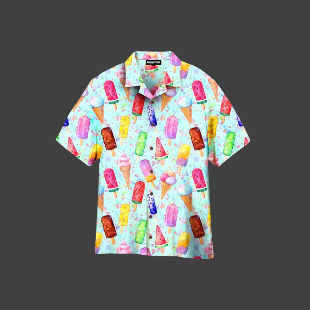 Sommerliches Herrenhemd mit Eiscreme-Print – Luca