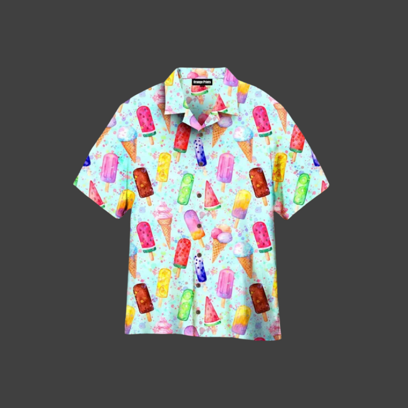 Sommerliches Herrenhemd mit Eiscreme-Print – Luca