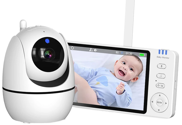 5-Inch HD Video Baby Monitor met Camera, PTZ Zoom en Nachtzicht