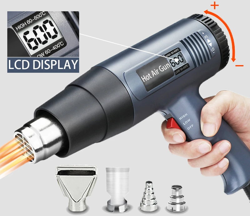 2000W Industrial Electric Heat Gun with Digital LCD Display Adjustable Temperature – ProTherm