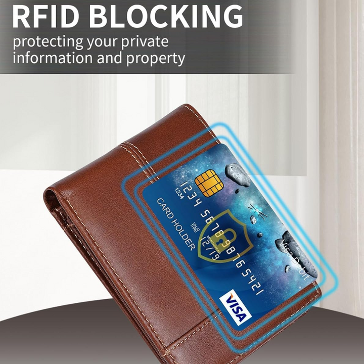 Premium RFID-Blocking Leather Bifold Wallet for Men - SlimArmor