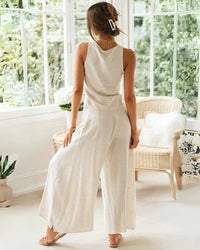 Baumwoll-Zweiteiler Damen mit Rundhalsausschnitt und Relaxhose – Tilda