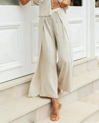 Baumwoll-Zweiteiler Damen mit Rundhalsausschnitt und Relaxhose – Tilda
