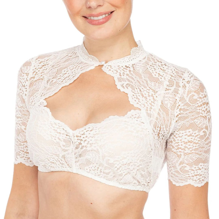 Trendige Dirndlbluse mit Spitze & Herz-Ausschnitt für Damen – Alina