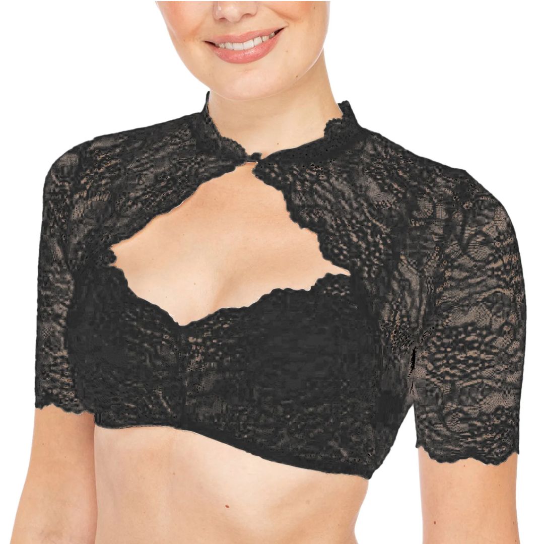 Trendige Dirndlbluse mit Spitze & Herz-Ausschnitt für Damen – Alina