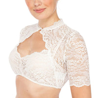 Trendige Dirndlbluse mit Spitze & Herz-Ausschnitt für Damen – Alina