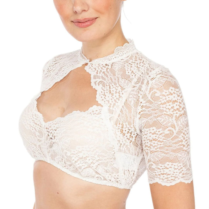 Trendige Dirndlbluse mit Spitze & Herz-Ausschnitt für Damen – Alina