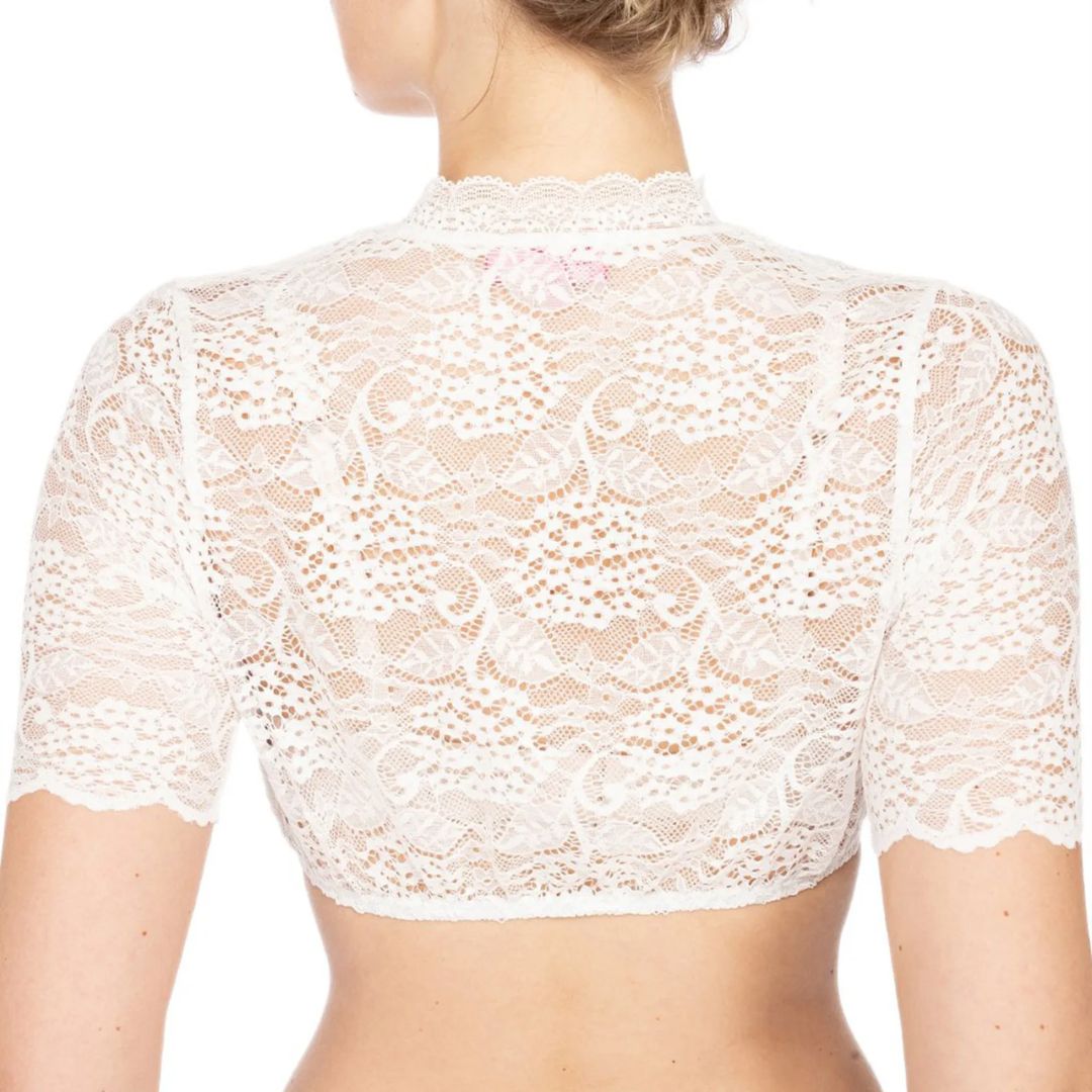 Trendige Dirndlbluse mit Spitze & Herz-Ausschnitt für Damen – Alina
