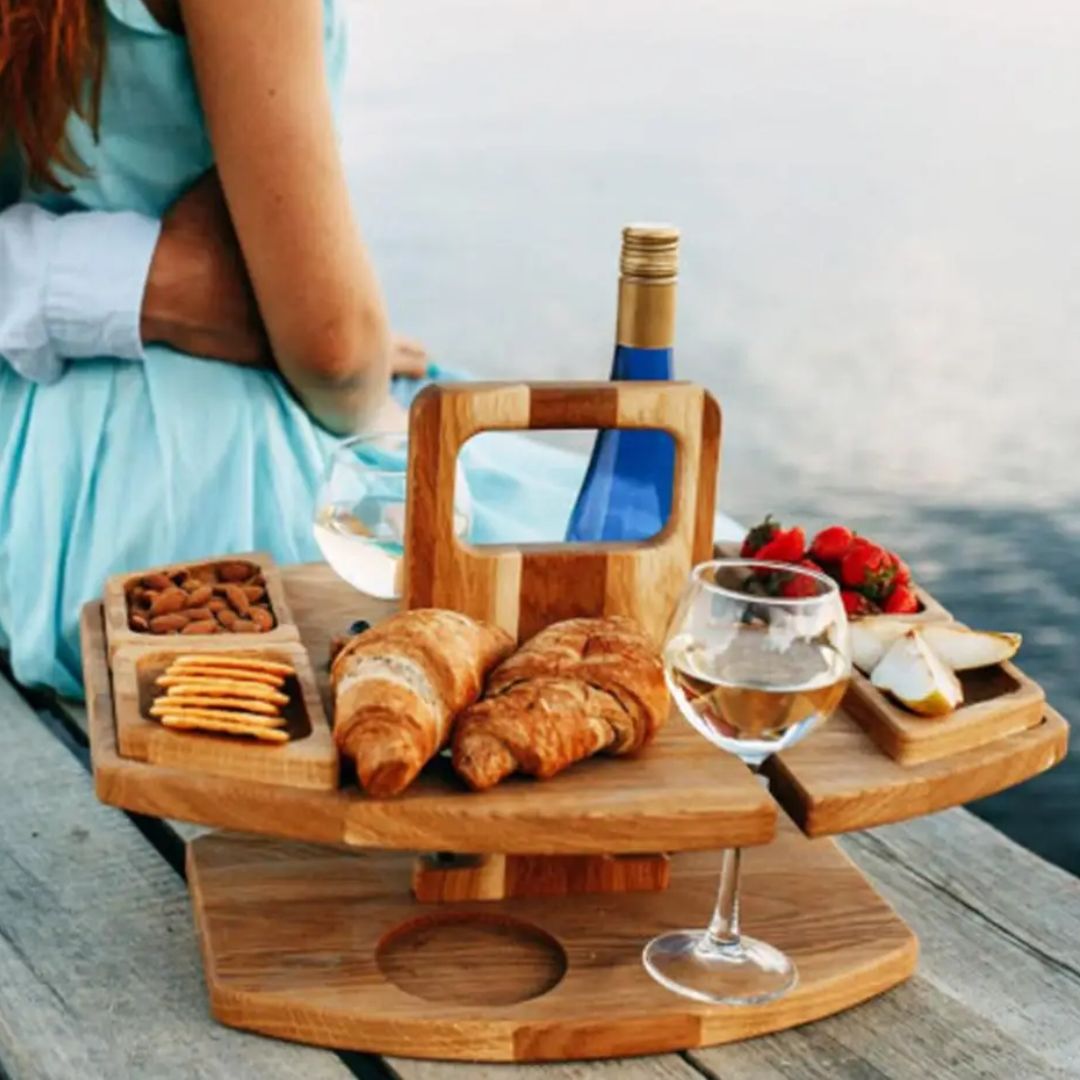 Portable Wooden Picnic Wine Table - WineNest