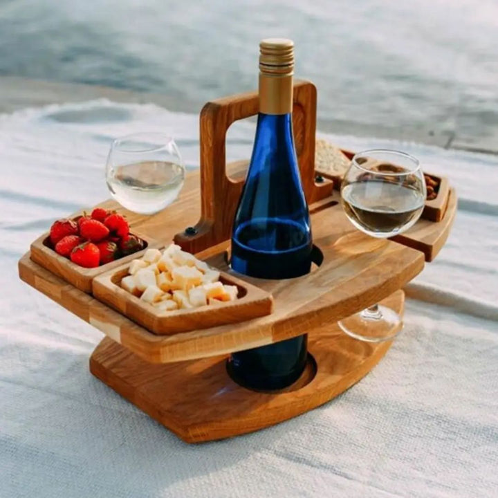 Portable Wooden Picnic Wine Table - WineNest
