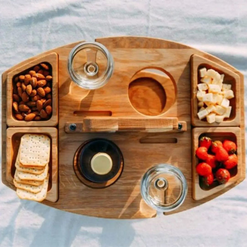 Portable Wooden Picnic Wine Table - WineNest