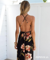 Black Summer Dress with Floral Print and Loose Fit – Mayra