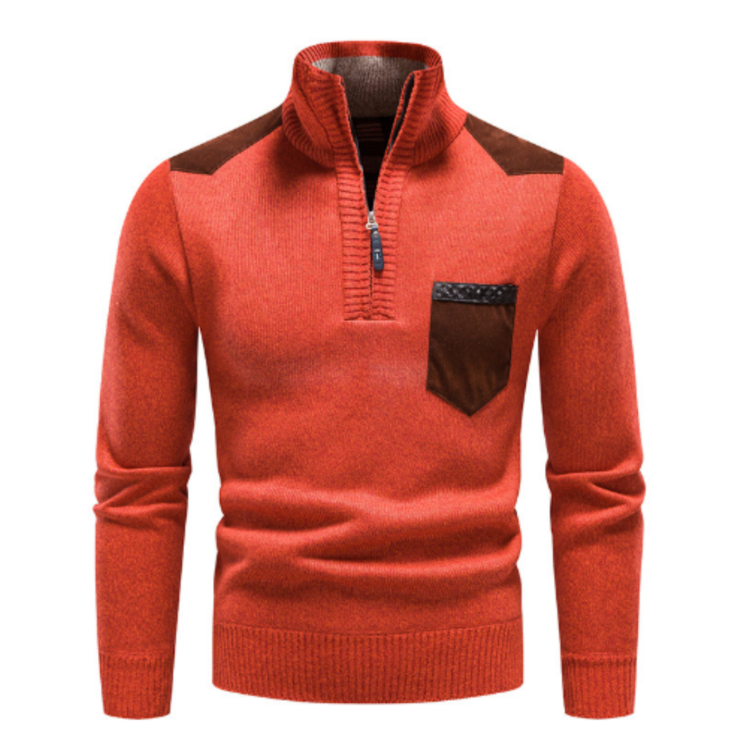Heren trui met edge-zipper-hals en lange mouwen – Cedric