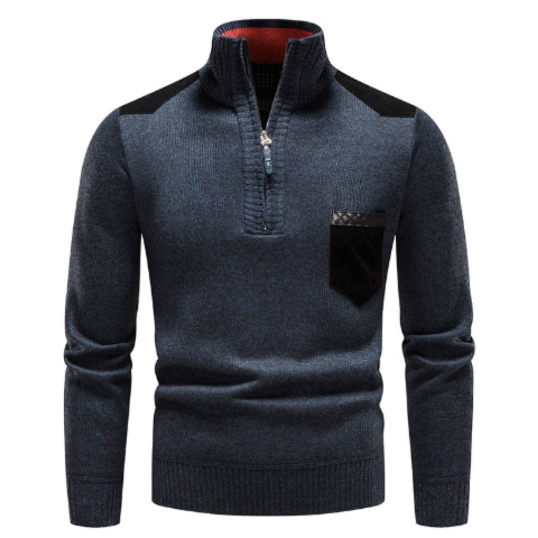 Heren trui met edge-zipper-hals en lange mouwen – Cedric
