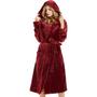 Damen Fleece Bademantel mit Kapuze – Vivianne
