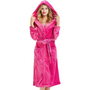 Damen Fleece Bademantel mit Kapuze – Vivianne