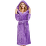 Damen Fleece Bademantel mit Kapuze – Vivianne