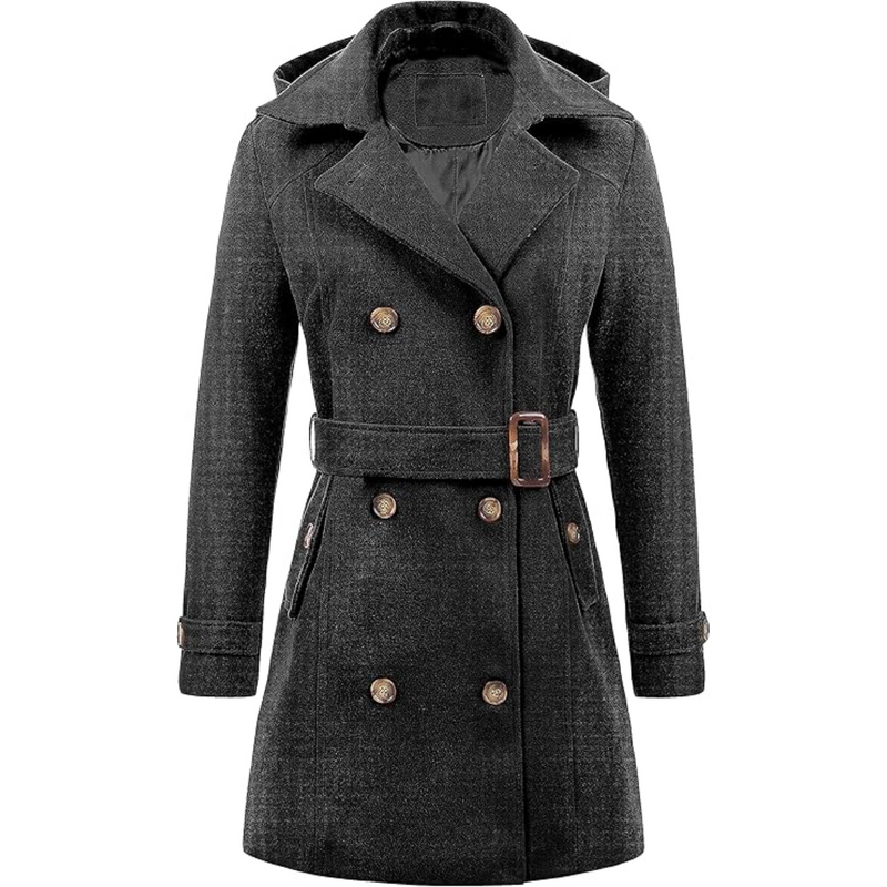 Damen Gepolsterter Winter-Trenchcoat mit Kapuze - Nina