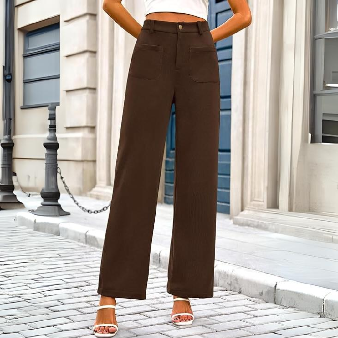 Casual Wide Palazzo Pants with High Waist and Pockets - Clarissa