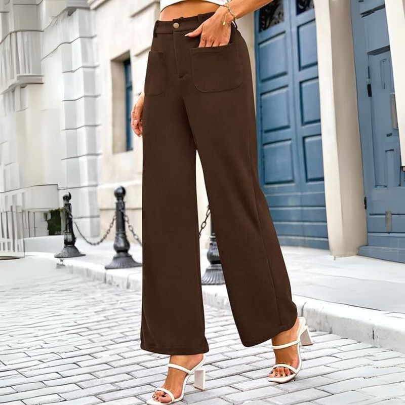 Casual Wide Palazzo Pants with High Waist and Pockets - Clarissa
