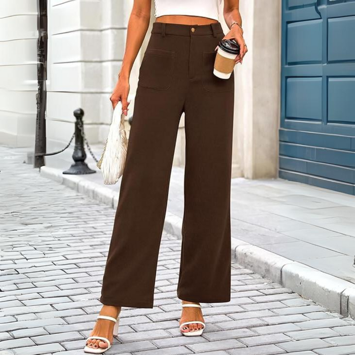 Casual Wide Palazzo Pants with High Waist and Pockets - Clarissa