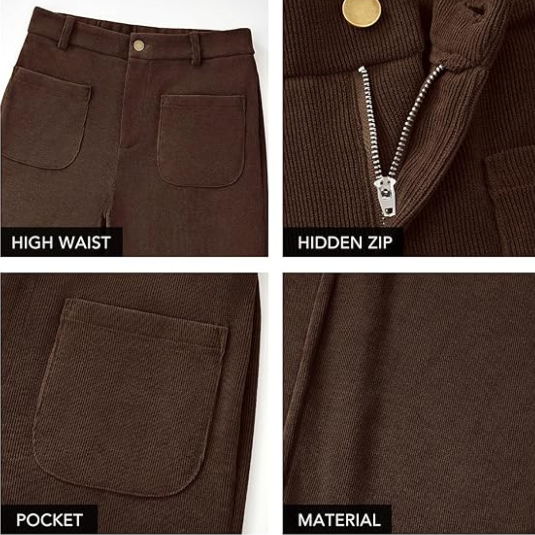 Casual Wide Palazzo Pants with High Waist and Pockets - Clarissa