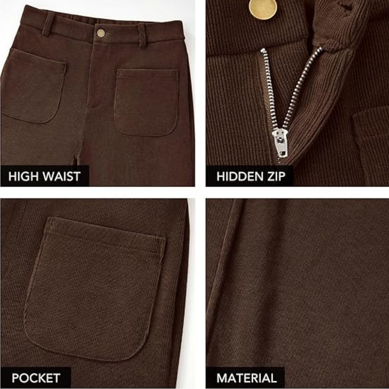 Casual Wide Palazzo Pants with High Waist and Pockets - Clarissa