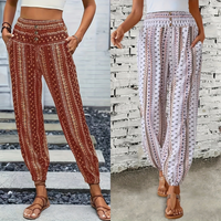 Boho-Hochbund-Damenhose mit Print & raffinierter Taille – Linara