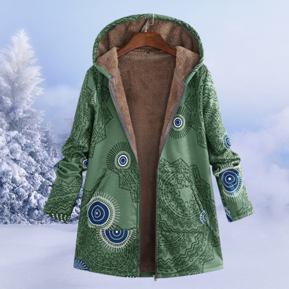 Bequeme Damen Winterjacke mit Blumenmuster - Ivy