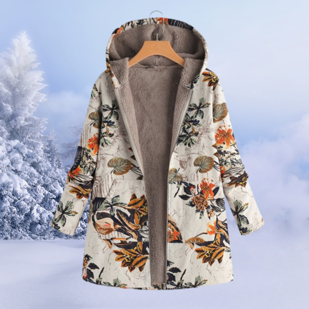 Bequeme Damen Winterjacke mit Blumenmuster - Ivy