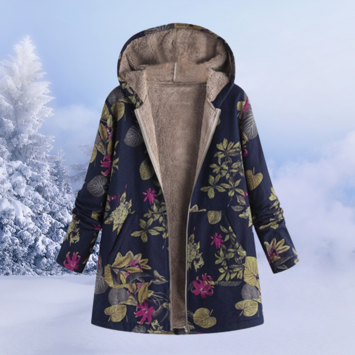 Bequeme Damen Winterjacke mit Blumenmuster - Ivy