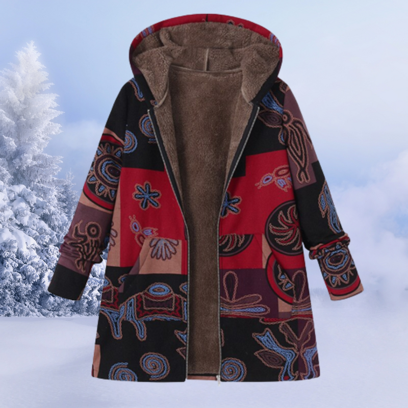 Bequeme Damen Winterjacke mit Blumenmuster - Ivy