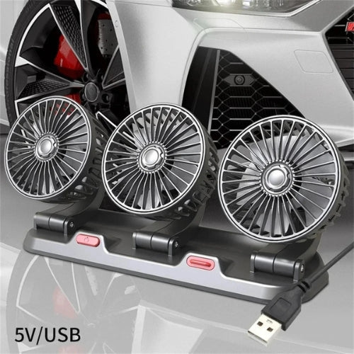 360° Verstellbarer 3-Kopf-Autoventilator USB/12V/24V – AirFlow