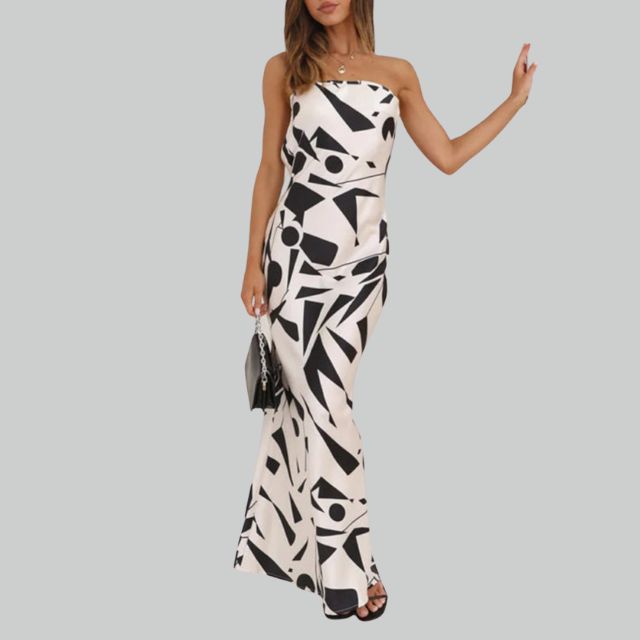 Trägerloses Maxikleid mit luftiger Passform – Jade