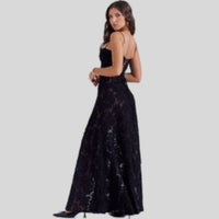 Schulterfreies Maxikleid aus Spitze mit quadratischem Ausschnitt - Ayla