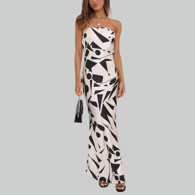 Trägerloses Maxikleid mit luftiger Passform – Jade