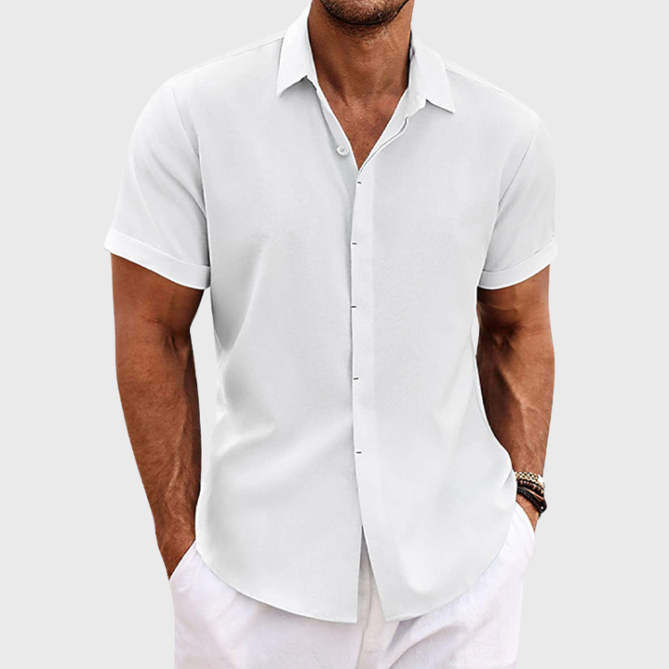 Short sleeve cotton-linen shirt for men – Oscar