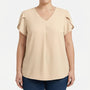 V-Neck Flutter Sleeve Plus Size Blouse - Rosalie